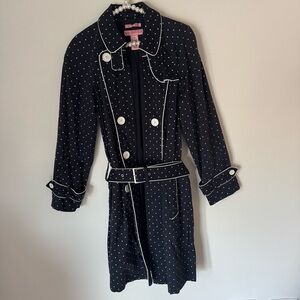 bandolino navy polka dot trench